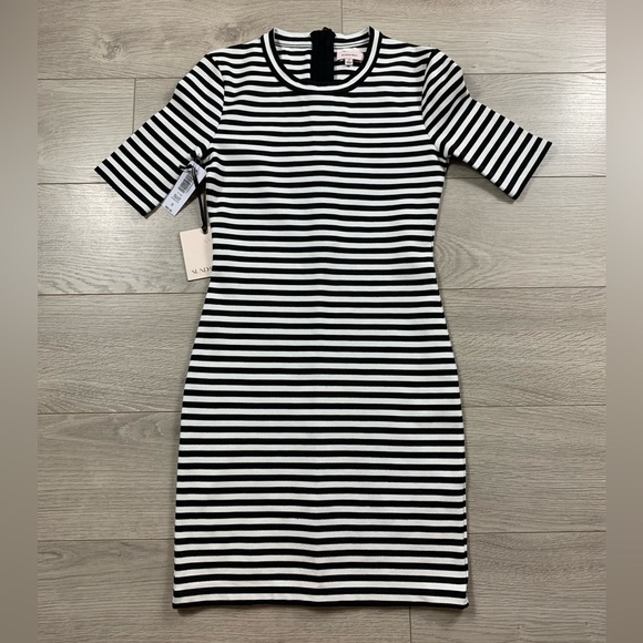 Aritzia Sunday Best Miller Stripe Short Sleeve Bodycon Dress - Picture 2 of 12
